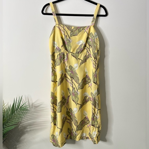 Patagonia Pataloha Vintage 2003 Tropical Yellow Floral Sleeveless Tencel Dress - Picture 1 of 5